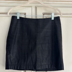 Free People Black Faux Leather Mini Skirt Size 6